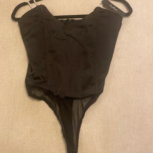 Black satin strapless lulu bodysuit